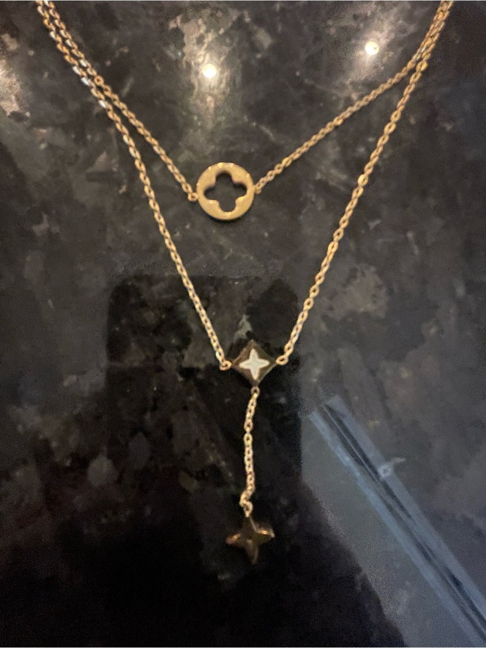Gold-Tone Layered Clover & Star Lariat Necklace